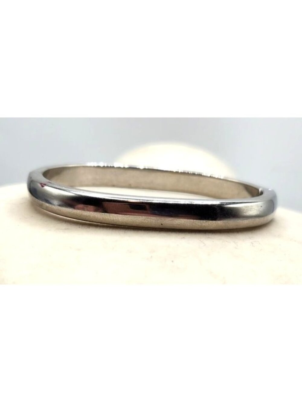 Silver-Toned Oval Bangle Bracelet